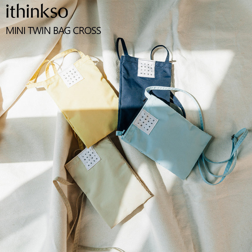 【3月8日発送予定】ithinkso MINI TWIN BAG CROSS ショルダーバッグ クロスバック ミニバッグ 軽量 軽い 薄い 小さめ 無地 デイリー