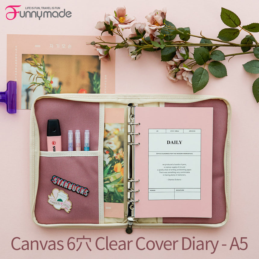 11月17日発送予定】Funnymade Canvas 6穴 Clear Cover Diary - A5 ノートカバー マルチファイル –  ceecloud
